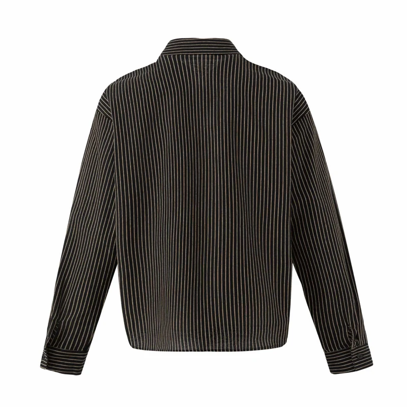 Damen Oversize-Hemdbluse mit feinen Streifen und Kentkragen Nord Taschen