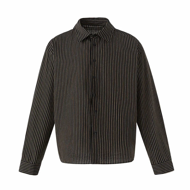 Damen Oversize-Hemdbluse mit feinen Streifen und Kentkragen Nord Taschen