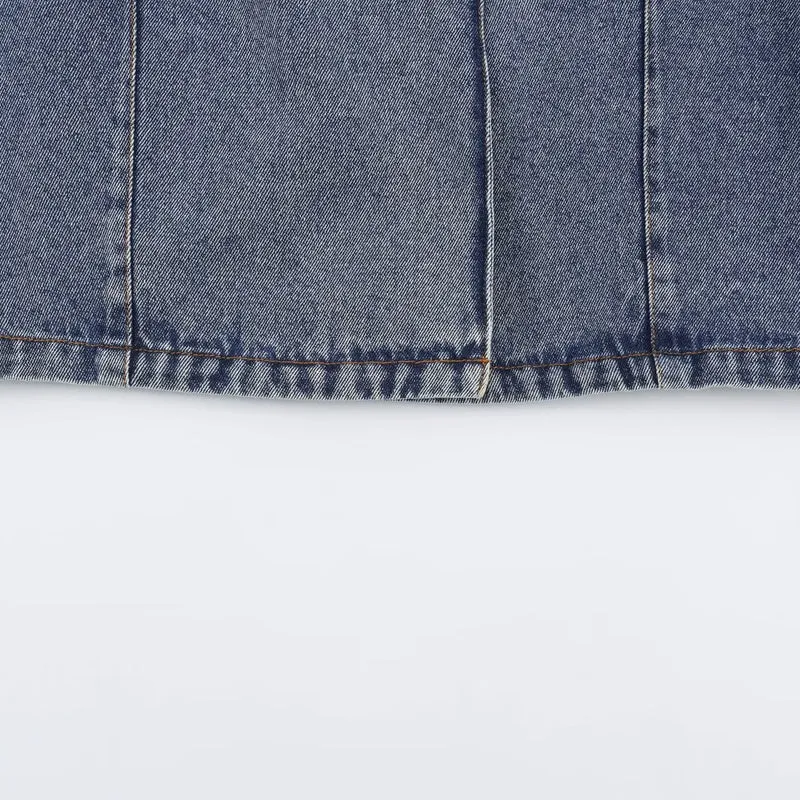 Damen Verkürzte Jeansjacke im Boxy‑Schnitt mit Stehkragen und dreiviertelärmeln Nord Taschen