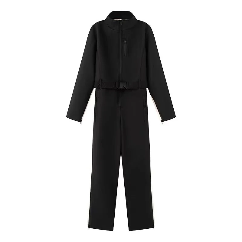 Damen Utility-Overall mit Taillengürtel, Reißverschlüssen und Stehkragen Nord Taschen