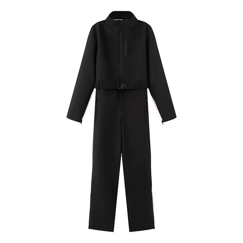 Damen Utility-Overall mit Taillengürtel, Reißverschlüssen und Stehkragen Nord Taschen