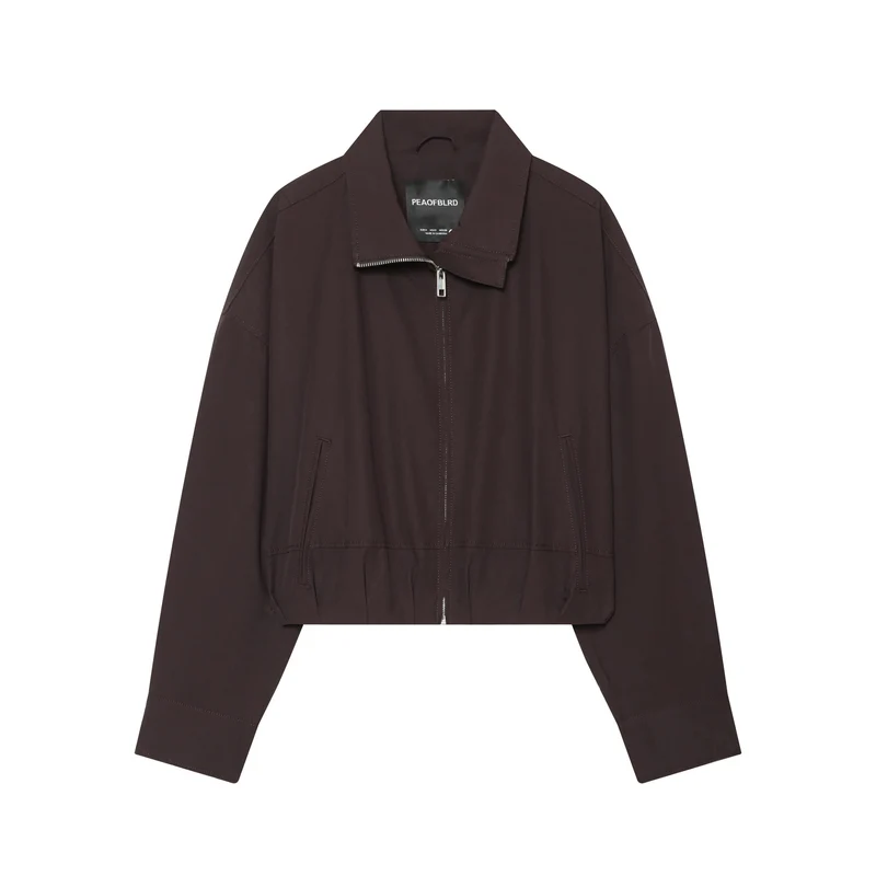 Damen utilitaristische Kurzjacke mit Reißverschluss und Hemdkragen Nord Taschen