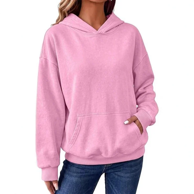 Damen Oversize-Kapuzenpullover mit Kängurutasche, washed-Finish und gerippten Bündchen Nord Taschen