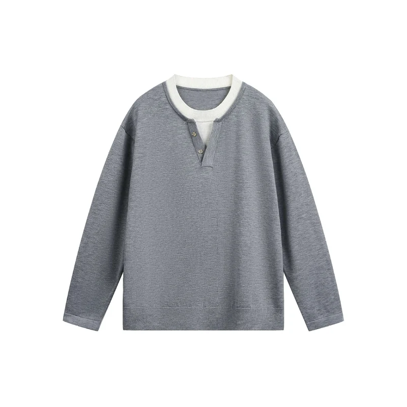 Unisex Lässiges Oversize‑Sweatshirt mit Henley‑Knopfleiste und geripptem Layer‑Kragen Nord Taschen