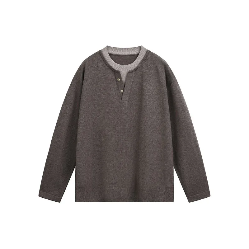 Unisex Lässiges Oversize‑Sweatshirt mit Henley‑Knopfleiste und geripptem Layer‑Kragen Nord Taschen
