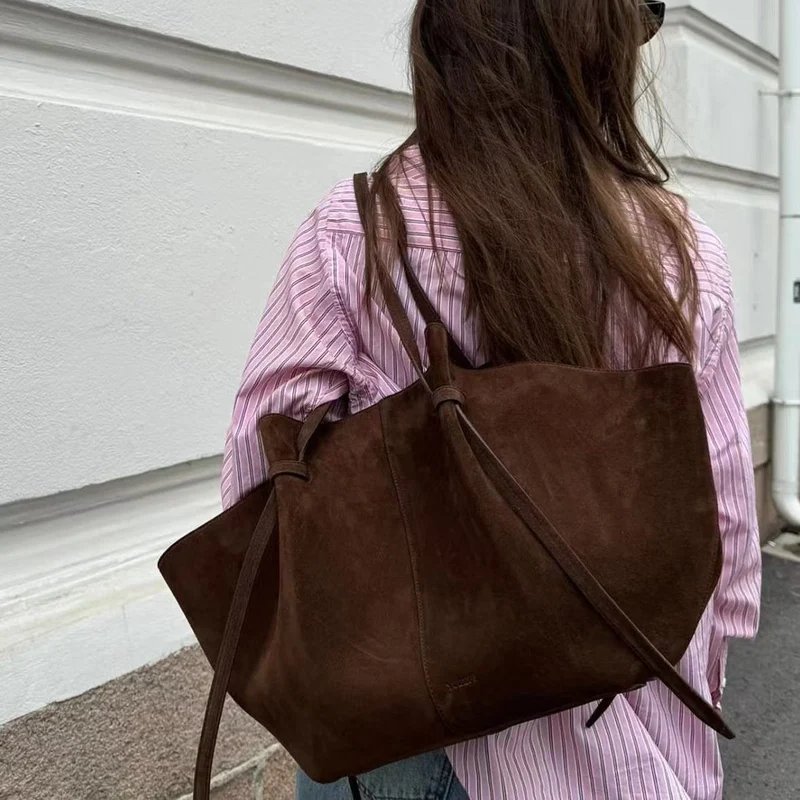 Arvani | Große Wildleder Tragetasche, Übergroße Schultertasche für Frauen