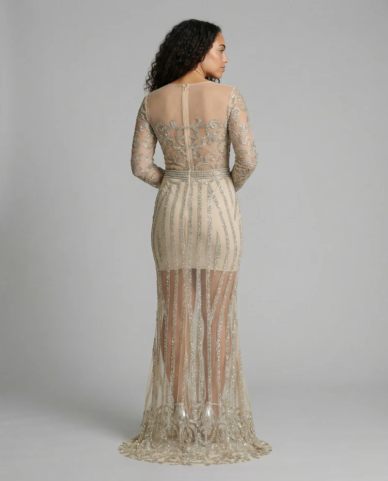 Damen-Nachtschlaf Ballkleid mit Halbtransparentem Stoff und Juwelen - Vittorelli