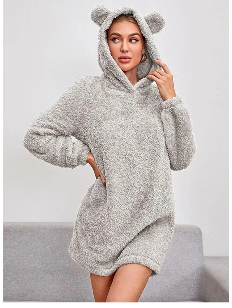 Damen Kuscheliger Hoodie mit Bärenohren