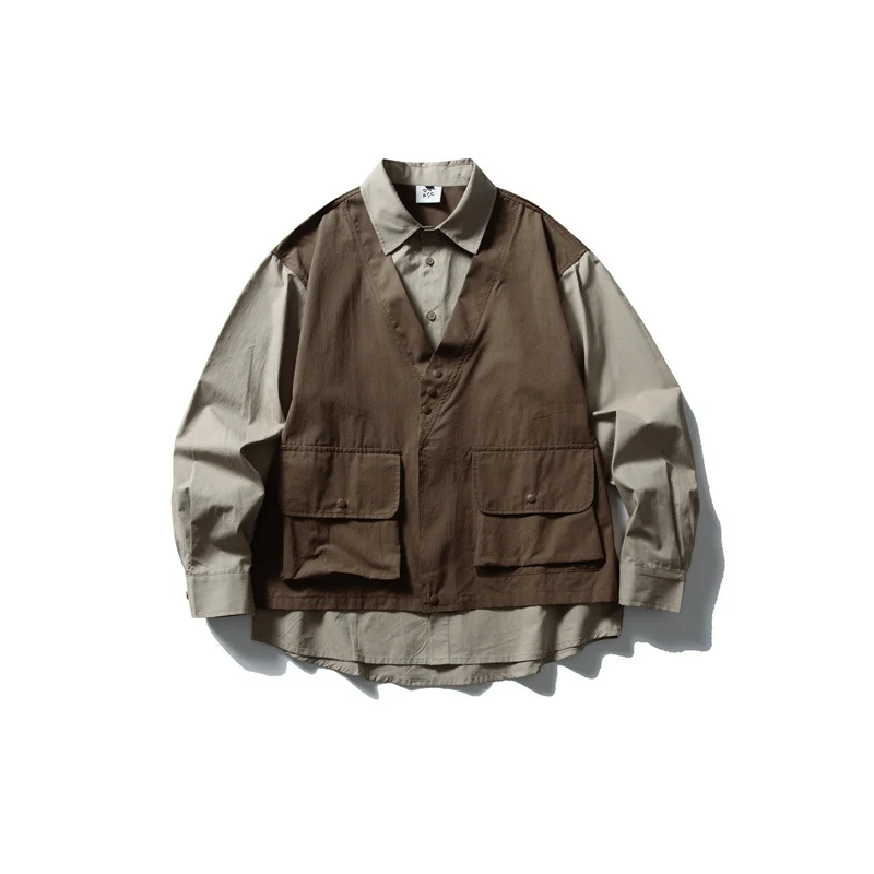 Herren Layering‑Hemd mit integrierter Utility‑Weste und Pattentaschen Nord Taschen