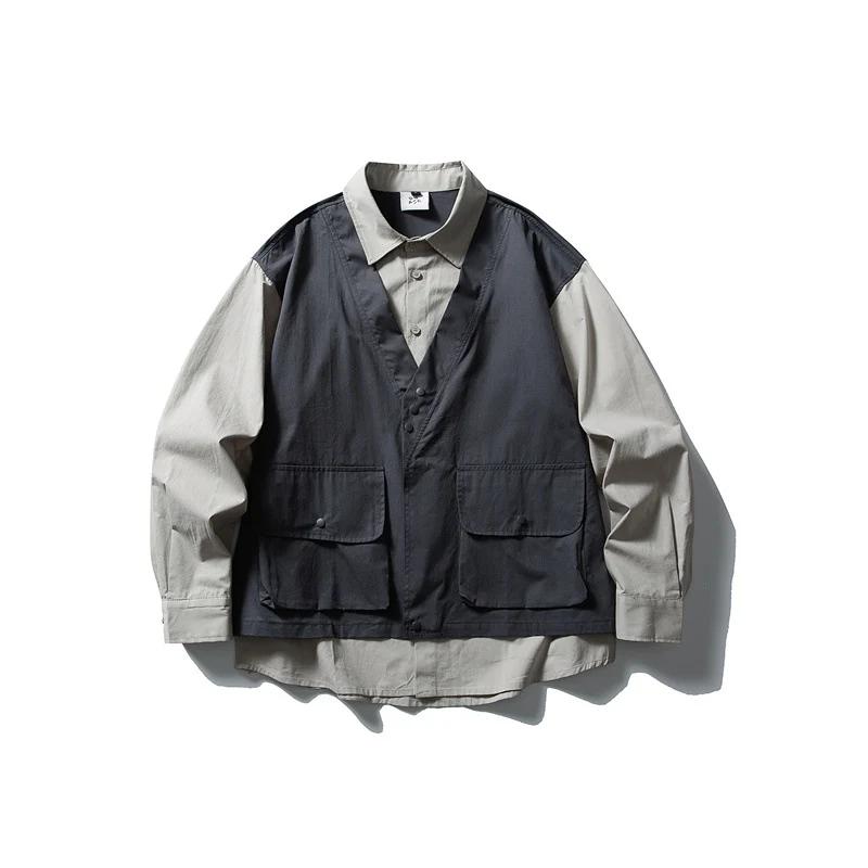 Herren Layering‑Hemd mit integrierter Utility‑Weste und Pattentaschen Nord Taschen