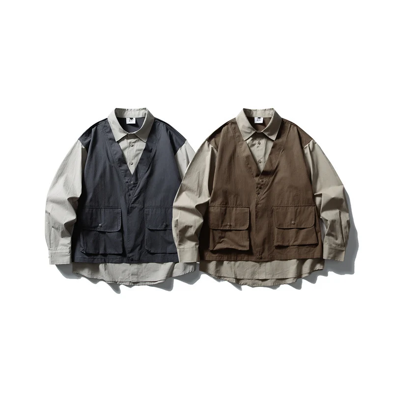 Herren Layering‑Hemd mit integrierter Utility‑Weste und Pattentaschen Nord Taschen