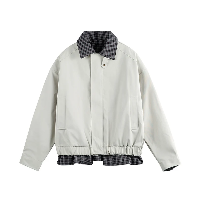 Herren Layered-Optik Blousonjacke mit Karokragen und verstellbarem Saum Nord Taschen
