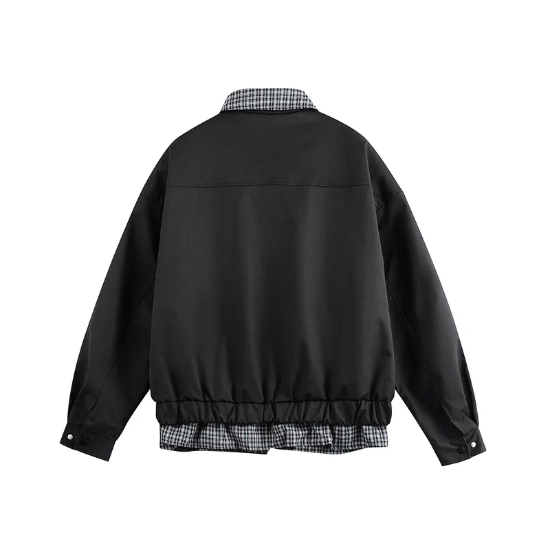 Herren Layered-Optik Blousonjacke mit Karokragen und verstellbarem Saum Nord Taschen