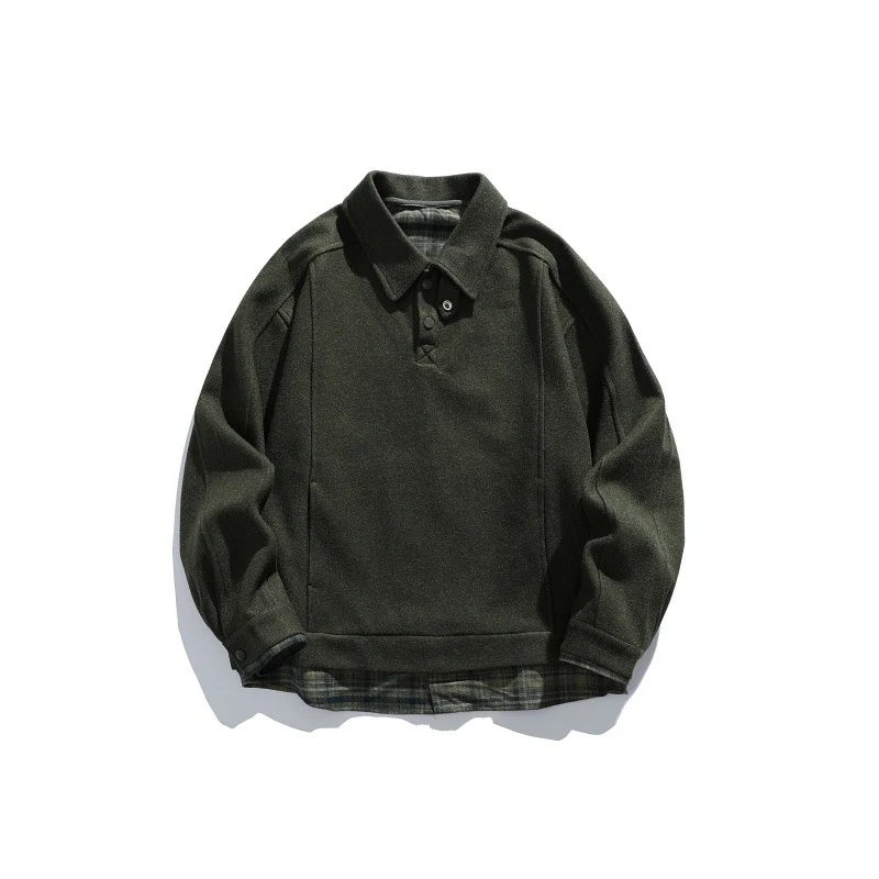 Herren Langärmeliges Polo‑Sweatshirt mit Kentkragen, Knopfleiste und eingearbeitetem Karo‑Layer Nord Taschen