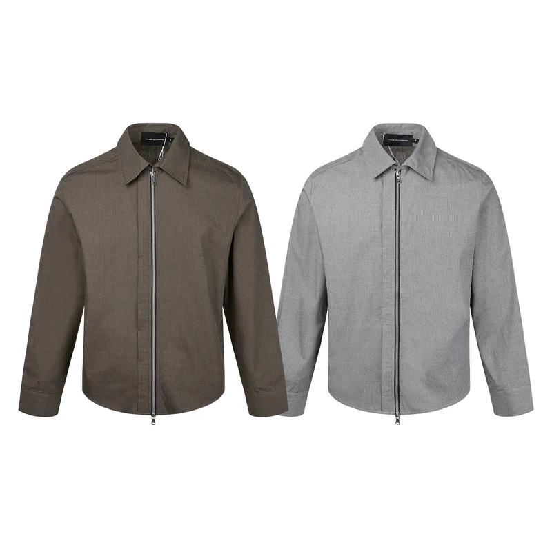 Herren Kurzjacke mit Hemdkragen, Zwei‑Wege‑Reißverschluss und feiner Struktur Nord Taschen