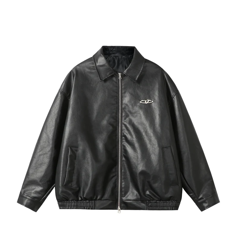 Damen Oversize Glattleder‑Optik Blousonjacke mit elastischem Saum und Metall‑Logo Nord Taschen