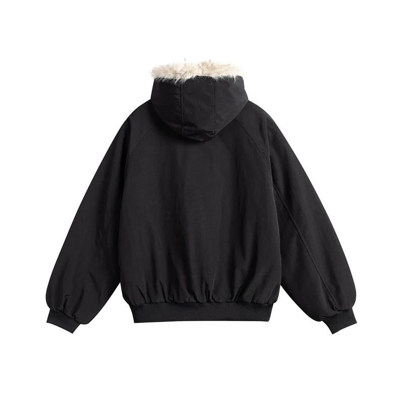 Damen Oversize-Bomberjacke mit kunstfellbesetzter Kapuze und Raglanärmeln Nord Taschen