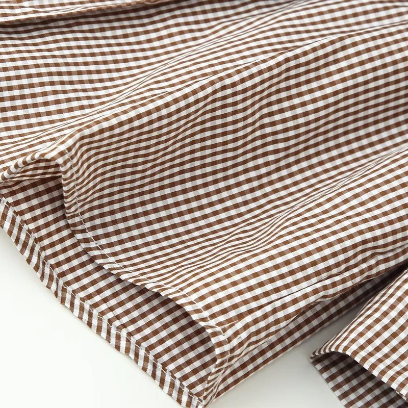 Damen Tailliertes Hemdblusenkleid mit Karo‑Muster und Bindegürtel Nord Taschen
