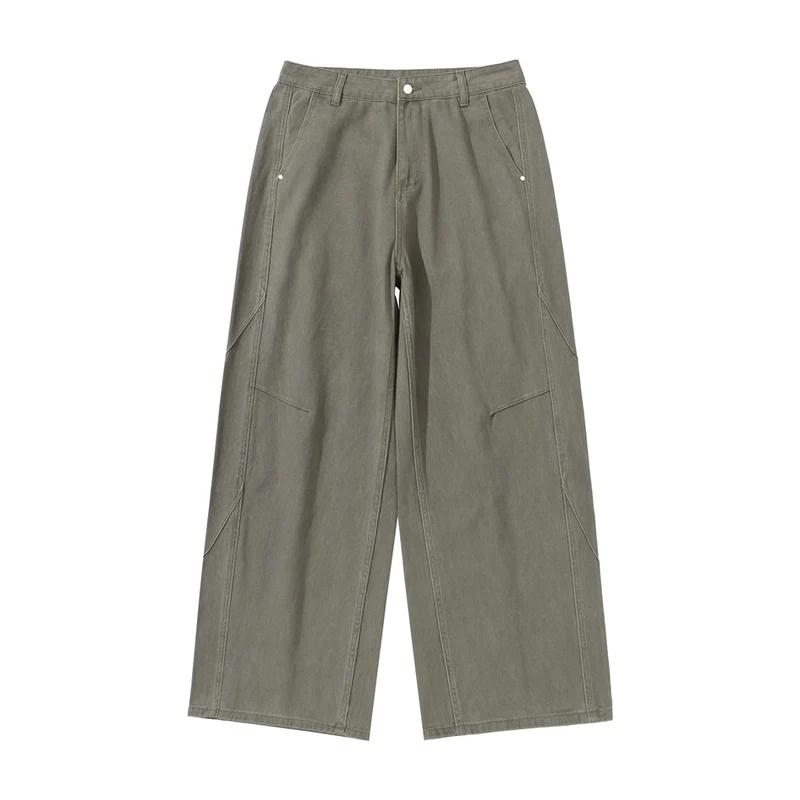 Damen Weite Bundfaltenhose im Utility‑Cargo‑Stil mit hoher Taille und markanten Teilnähten Nord Taschen