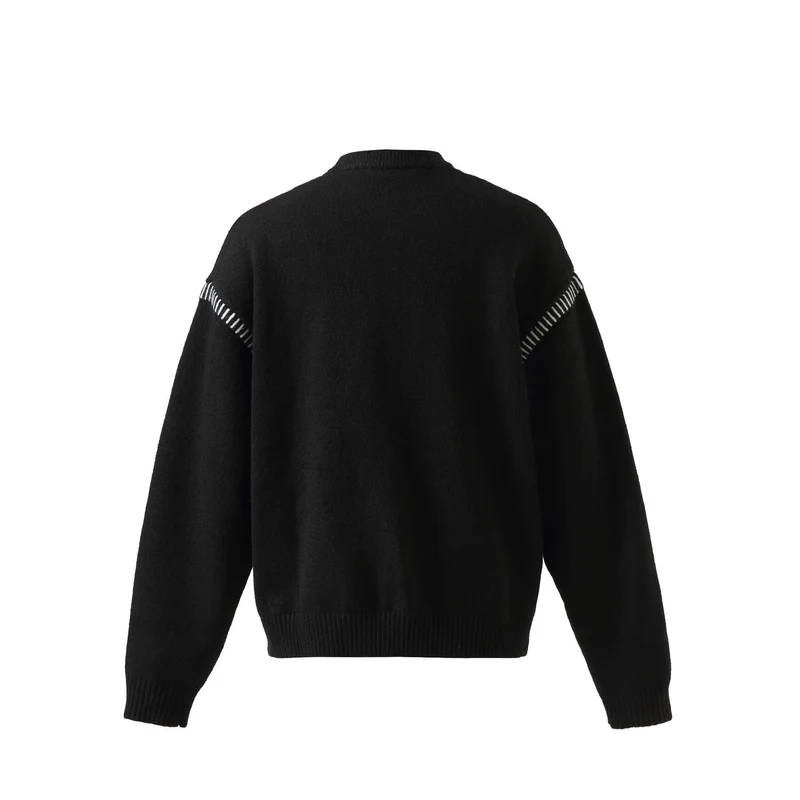 Damen Weicher Oversize Wollmix-Pullover mit Rundhalsausschnitt und dekorativer Schulternaht Nord Taschen