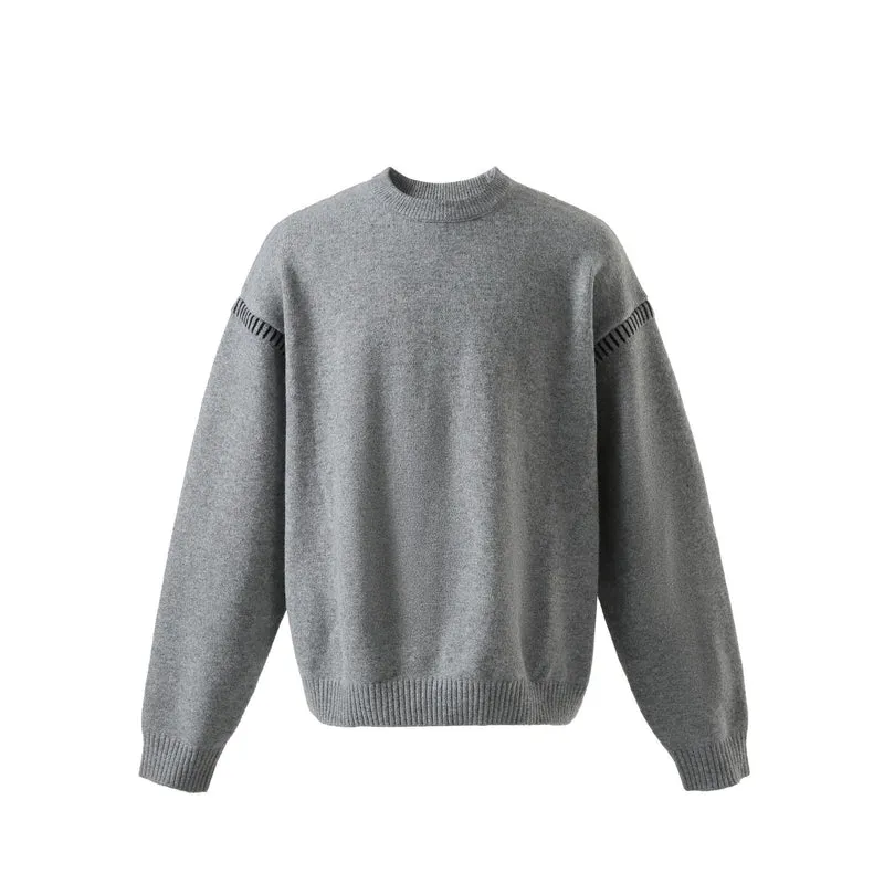 Damen Weicher Oversize Wollmix-Pullover mit Rundhalsausschnitt und dekorativer Schulternaht Nord Taschen