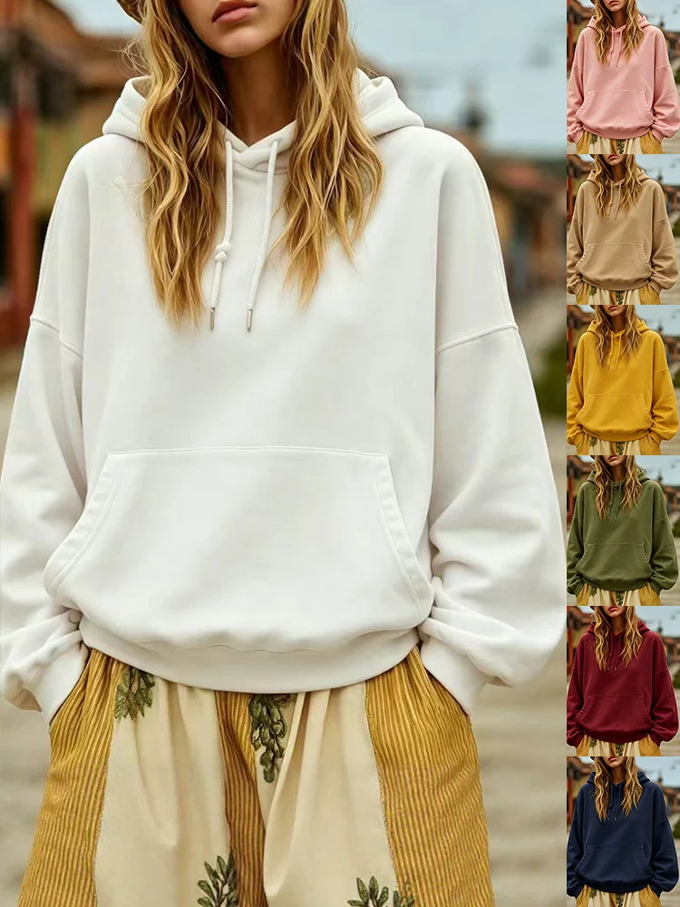Damen Oversize-Kapuzenpullover mit Kängurutasche und Relaxed-Fit Nord Taschen
