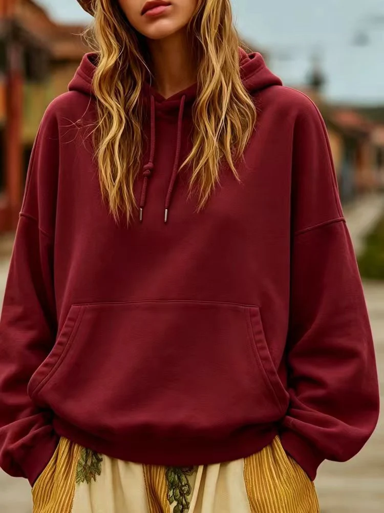 Damen Oversize-Kapuzenpullover mit Kängurutasche und Relaxed-Fit Nord Taschen