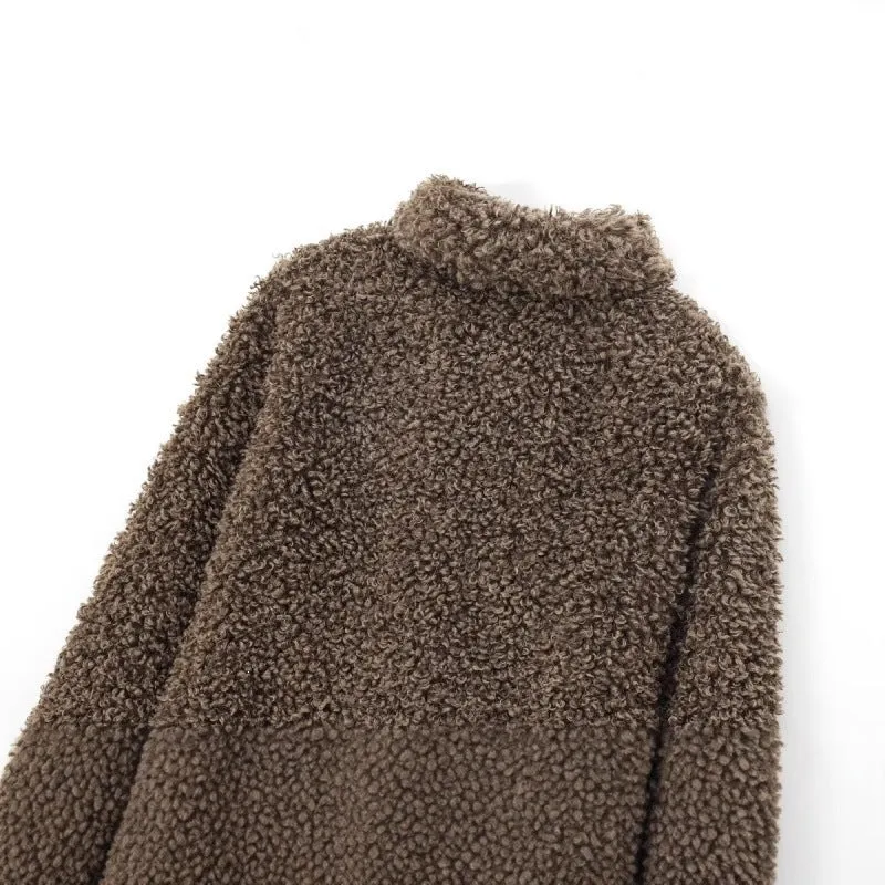 Damen Oversize-Kunstfell‑Teddyjacke mit Schalkragen und gefüttertem Innenfutter Nord Taschen
