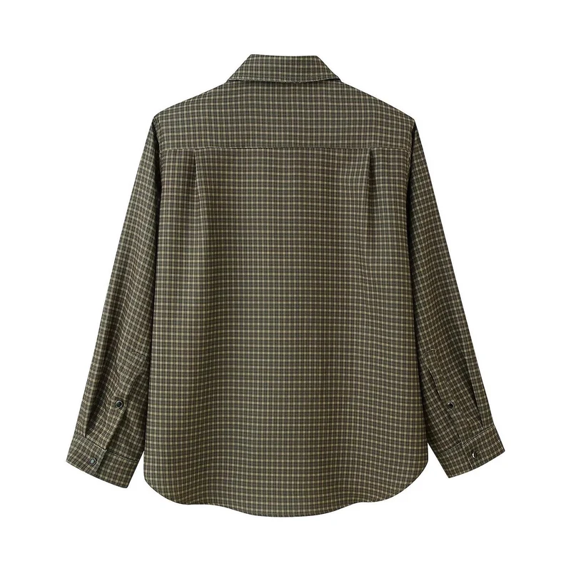 Damen Oversize-Karo-Hemd mit Brusttasche und abgerundetem Saum Nord Taschen