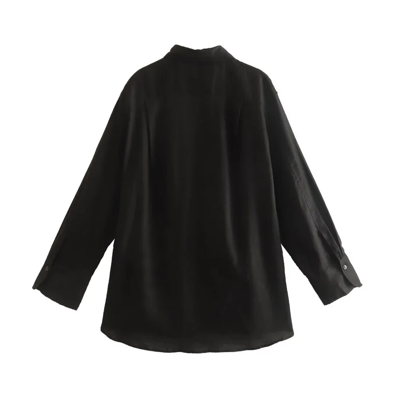 Damen Oversize-Hemdbluse mit verlängertem Rückenteil, kastigem Schnitt und durchgehender Knopfleiste Nord Taschen