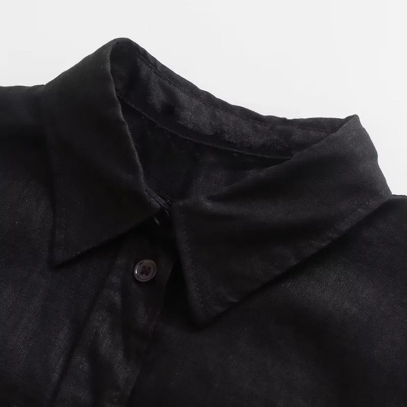 Damen Oversize-Hemdbluse mit verlängertem Rückenteil, kastigem Schnitt und durchgehender Knopfleiste Nord Taschen