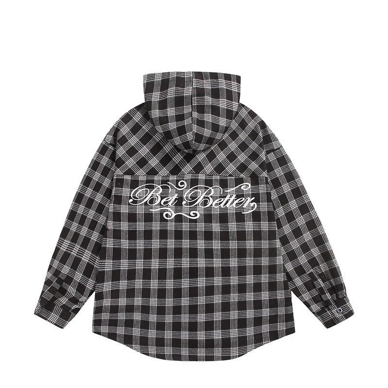 Unisex Kariertes Kapuzen-Overshirt aus Flanell mit Logostickerei und Oversize-Schnitt Nord Taschen