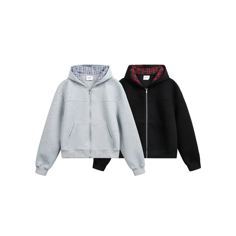 Unisex Kapuzenjacke mit Karofutter und durchgehendem Reißverschluss Nord Taschen
