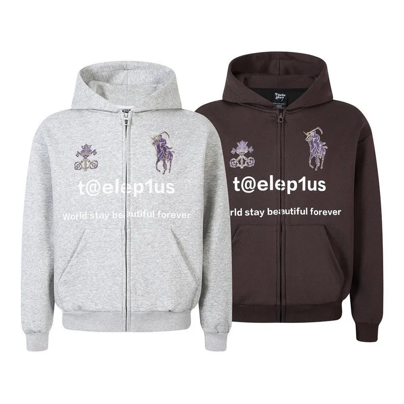 Unisex Kapuzen‑Zipjacke mit gestickten Wappen und Frontprint Nord Taschen