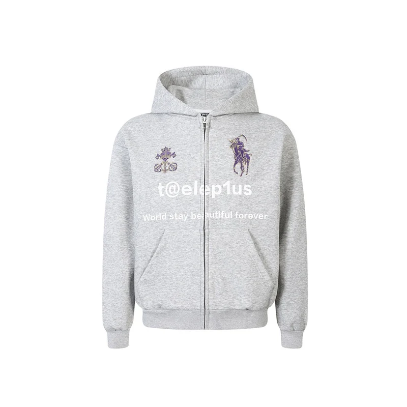 Unisex Kapuzen‑Zipjacke mit gestickten Wappen und Frontprint Nord Taschen