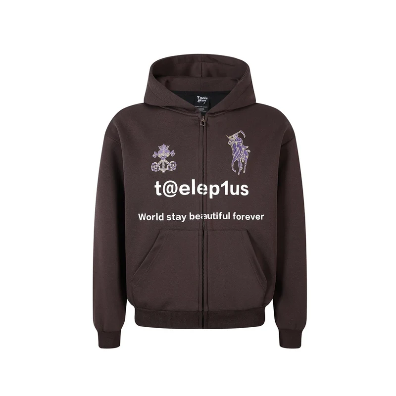 Unisex Kapuzen‑Zipjacke mit gestickten Wappen und Frontprint Nord Taschen