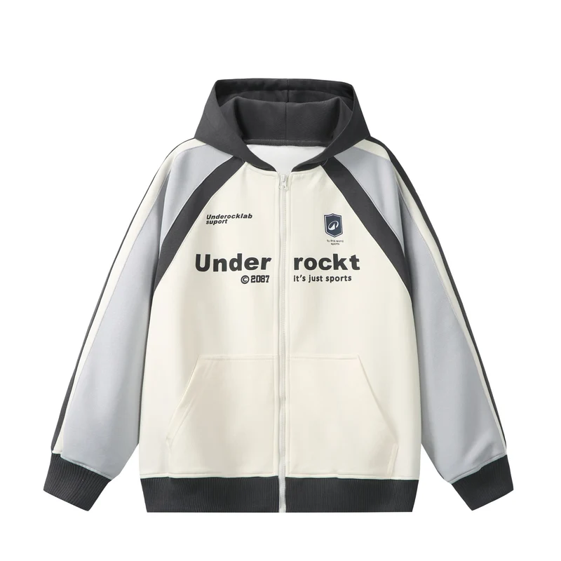 Unisex Kapuzen‑Zipjacke im Retro‑Sportstil mit Colorblock‑Einsätzen und Kängurutasche Nord Taschen