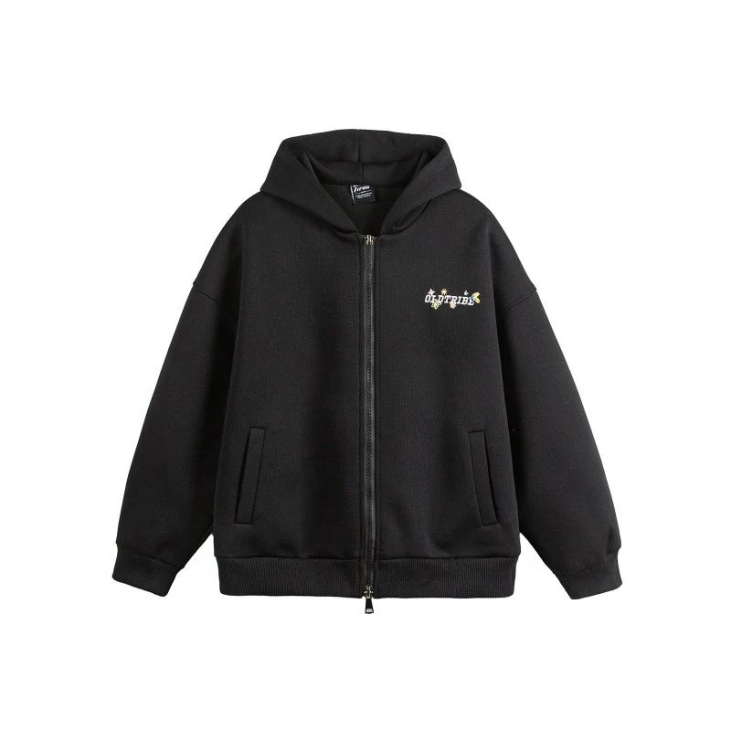 Unisex Kapuzen‑Zipjacke aus strukturierter Waffelqualität im Boxy‑Cut mit Zwei‑Wege‑Reißverschluss Nord Taschen