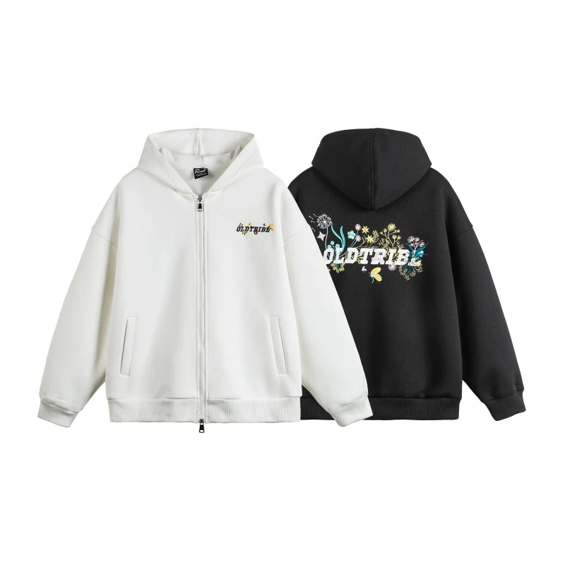 Unisex Kapuzen‑Zipjacke aus strukturierter Waffelqualität im Boxy‑Cut mit Zwei‑Wege‑Reißverschluss Nord Taschen