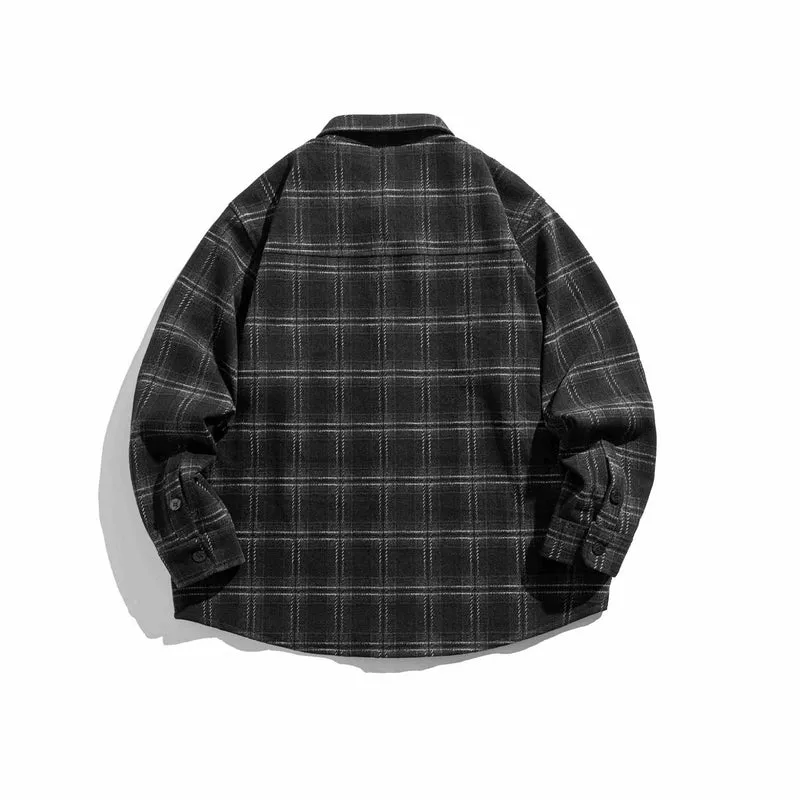 Herren Kariertes Overshirt aus flauschigem Twill mit Hemdkragen Nord Taschen