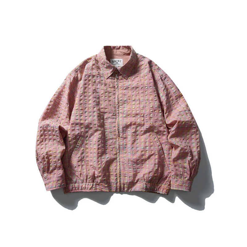 Herren Karierte Harrington‑Jacke mit Reißverschluss, Hemdkragen und elastischem Saum Nord Taschen