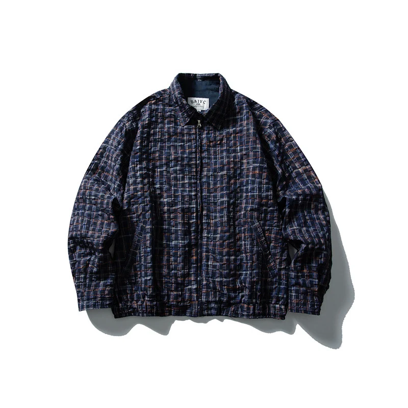 Herren Karierte Harrington‑Jacke mit Reißverschluss, Hemdkragen und elastischem Saum Nord Taschen