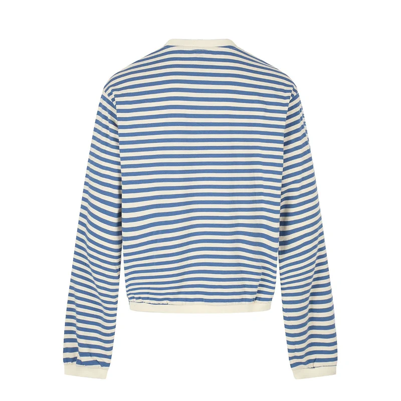 Damen maritimes Streifen-Sweatshirt mit Zierkordeln Nord Taschen
