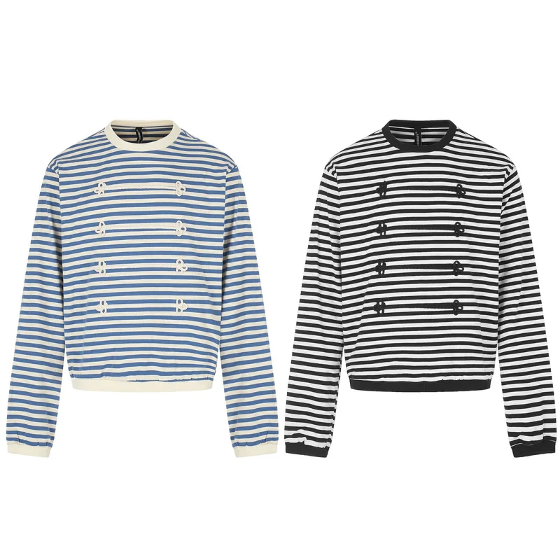 Damen maritimes Streifen-Sweatshirt mit Zierkordeln Nord Taschen