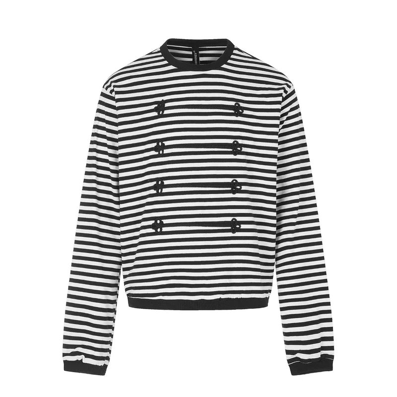 Damen maritimes Streifen-Sweatshirt mit Zierkordeln Nord Taschen