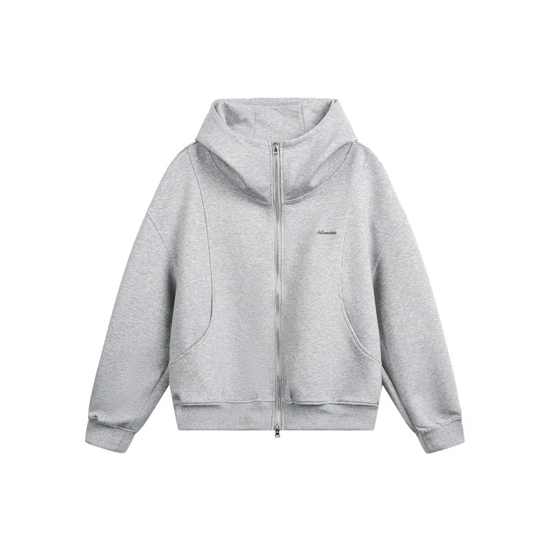 Damen Locker geschnittene Reißverschluss-Hoodie mit hohem Funnelkragen und Zwei-Wege-Funktion Nord Taschen