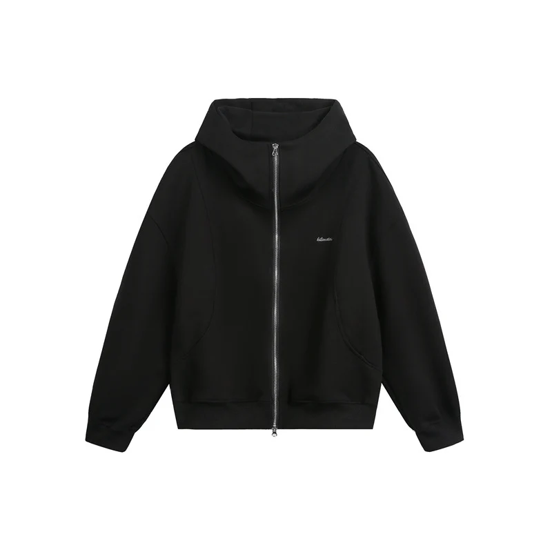 Damen Locker geschnittene Reißverschluss-Hoodie mit hohem Funnelkragen und Zwei-Wege-Funktion Nord Taschen