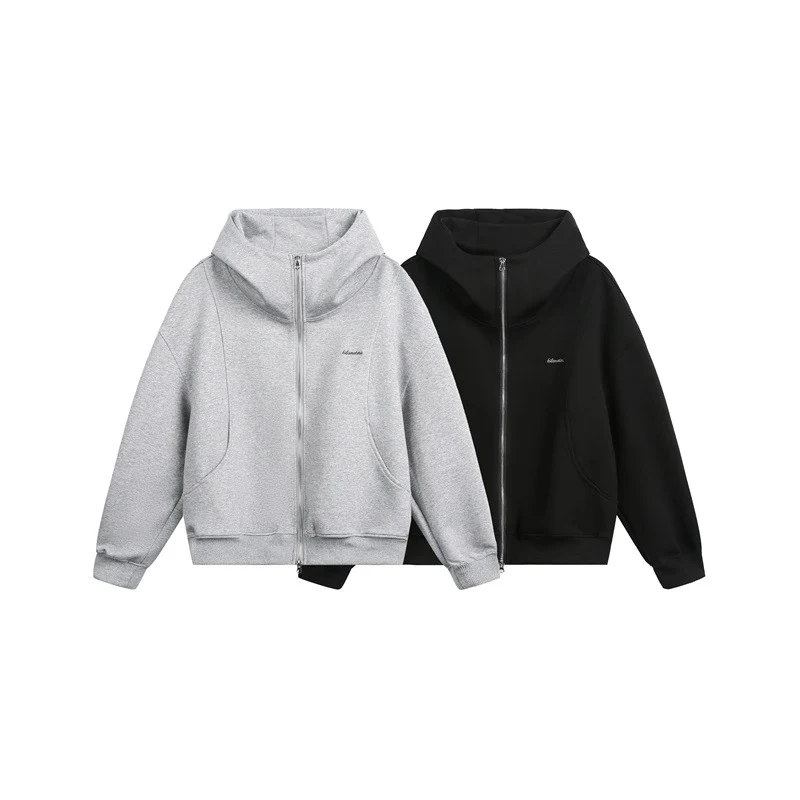 Damen Locker geschnittene Reißverschluss-Hoodie mit hohem Funnelkragen und Zwei-Wege-Funktion Nord Taschen