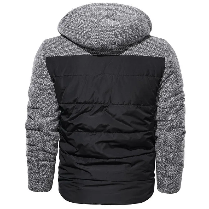 Herren Hybrid-Winterjacke mit gesteppter Thermoisolierung, Strickärmeln und Sherpa-Kapuzenfutter Nord Taschen
