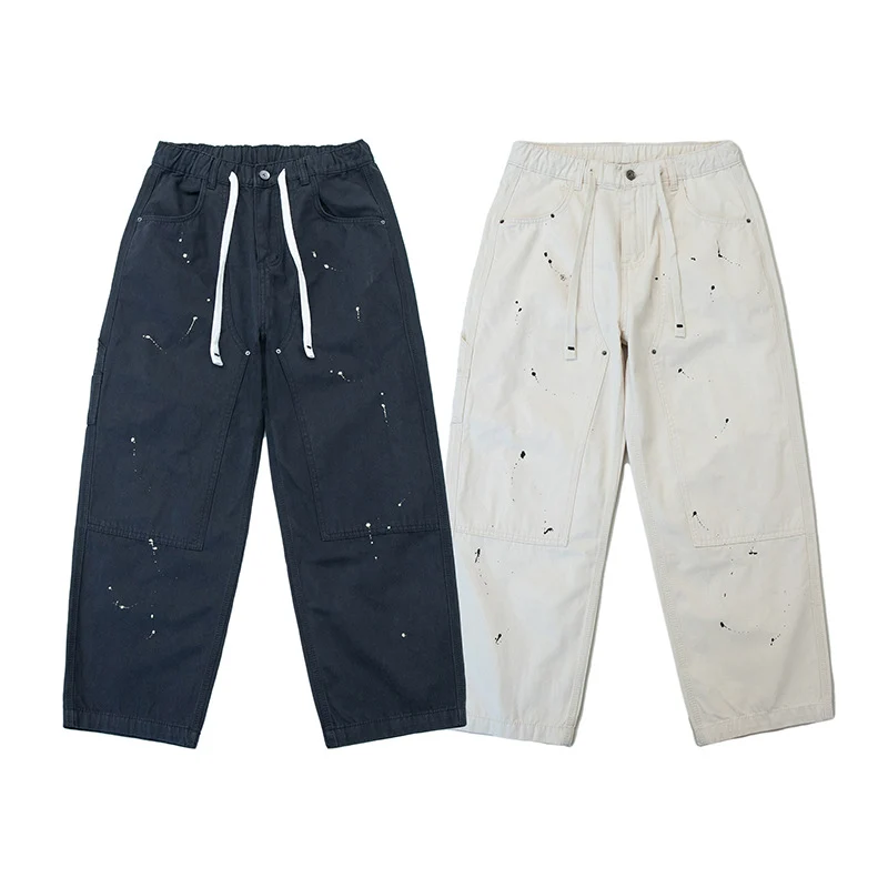 Unisex Weite Canvas-Hose mit elastischem Bund, Tunnelzug und Paint‑Splatter‑Details Nord Taschen